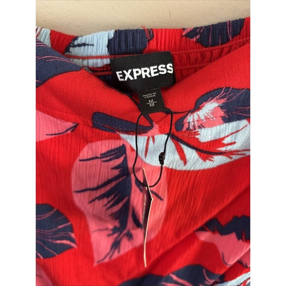 Express Women’s Red Leaf Print Wrap Skirt Size Medium NWT Flowing Midi Skirt - Picture 6 of 7